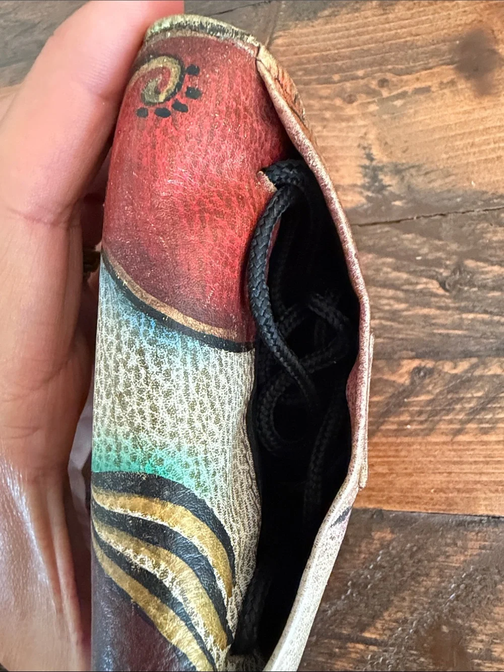 🎨 Anuschka Hand-Painted Leather Convertible 3-Way Tri-Fold Wallet 🎨 crossbody